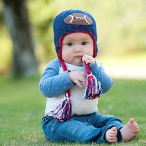 Huggalugs Football Navy Earflap Beanie Hat